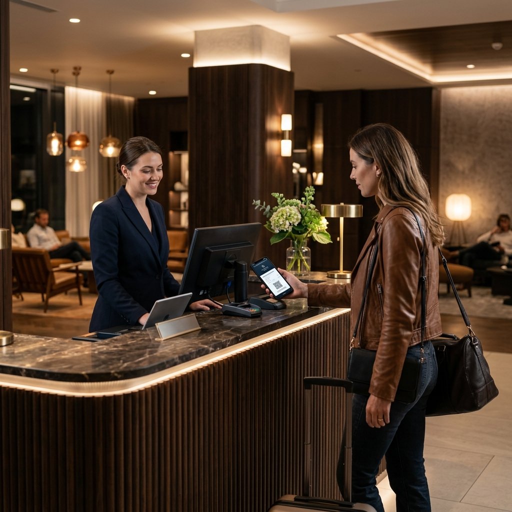 Guest checking in using direct booking app