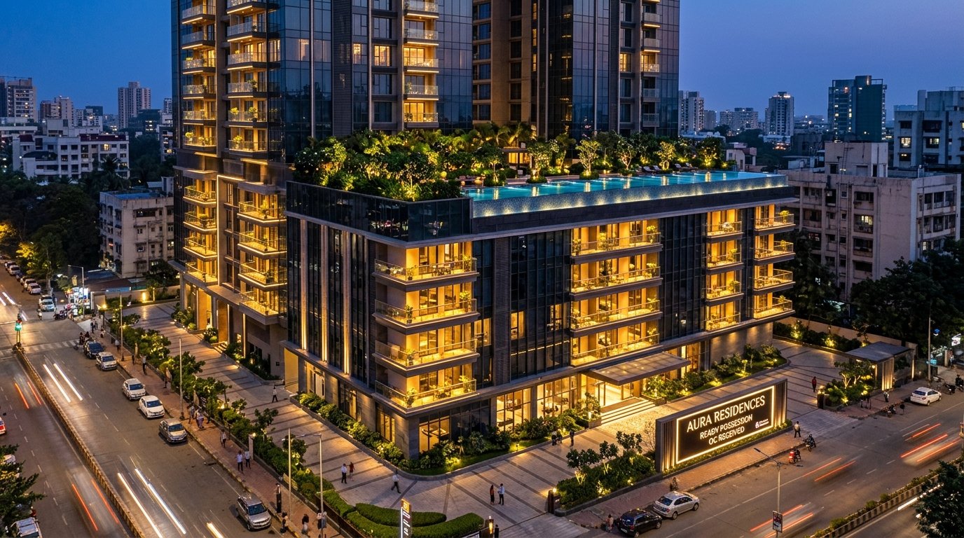 Completed Ready Possession Luxury Apartment Complex with OC Received Signboard